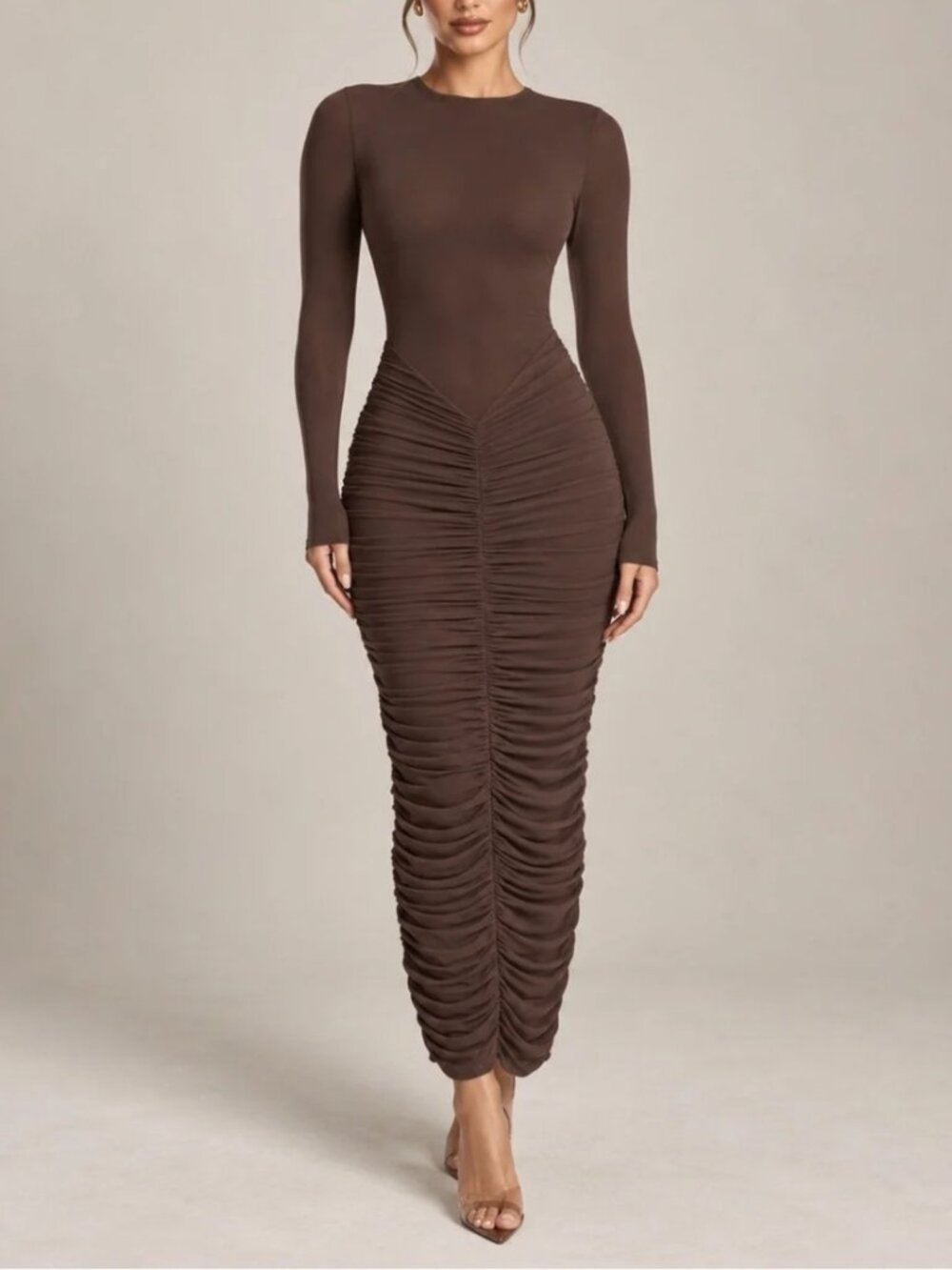 Naked Wardrobe Dark Chocolate Meshed It All Up Dress Bodycon Sheer Size M NWT